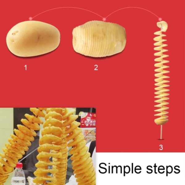 Roestvrijstalen Handmatige Spiraal Tornado Toren Hand Schudden Aardappel Roterende Chips Twister Slicer Cutter - Afbeelding 5