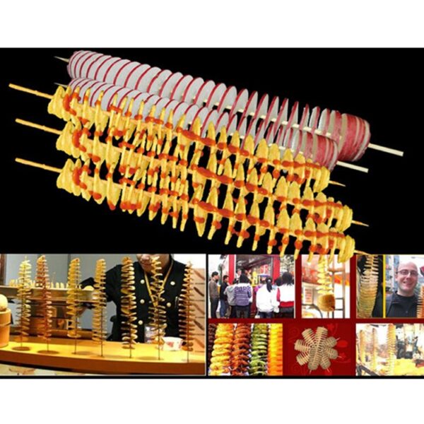 Roestvrijstalen Handmatige Spiraal Tornado Toren Hand Schudden Aardappel Roterende Chips Twister Slicer Cutter - Afbeelding 6