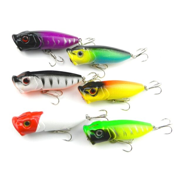 HENGJIA Plastic kunstaas Popper Bionisch visaas met haken, lengte: 6,5 cm, levering in willekeurige kleur