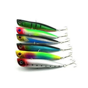 HENGJIA Kunstaas Popper Bionisch visaas met haken, lengte: 10,5 cm, levering in willekeurige kleur