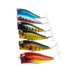 HENGJIA Plastic kunstaas Popper Bionisch visaas met haken, lengte: 9 cm, levering in willekeurige kleur