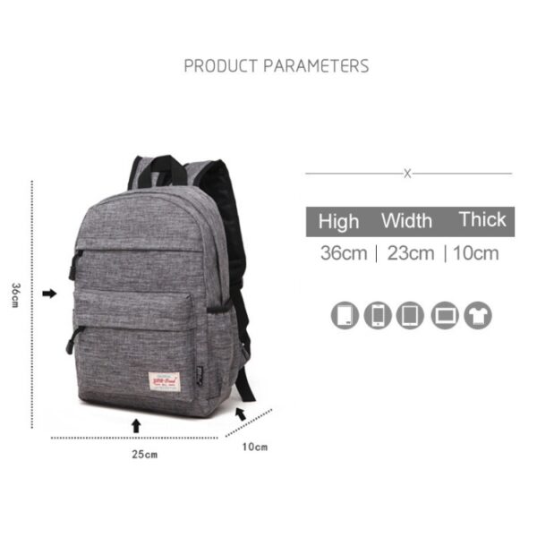 Universele multifunctionele canvasdoek Laptop Computer Schouders Rugzak Studententas voor 13-15 inch, Afmeting: 36x25x10cm - Afbeelding 8