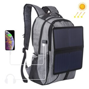 HAWEEL 14W opvouwbare verwijderbare zonne-energie buiten draagbare canvas laptoprugzak met dubbele schouders, USB-uitgang: 5V 2.1A Max