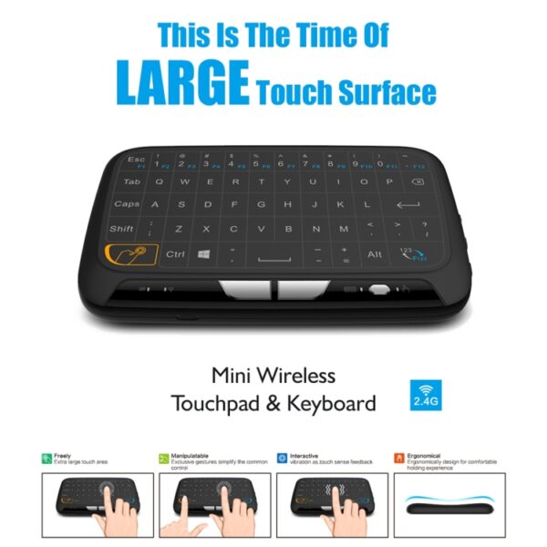H18 2,4GHz mini draadloze luchtmuis QWERTY-toetsenbord met touchpad / trillingen voor pc, tv, H18 Wireless Keyboard - Afbeelding 6