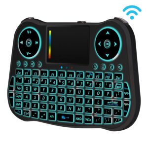 MT08 2,4GHz mini draadloze luchtmuis QWERTY-toetsenbord met kleurrijke achtergrondverlichting en touchpad en multimediabediening voor pc, tv, MT08