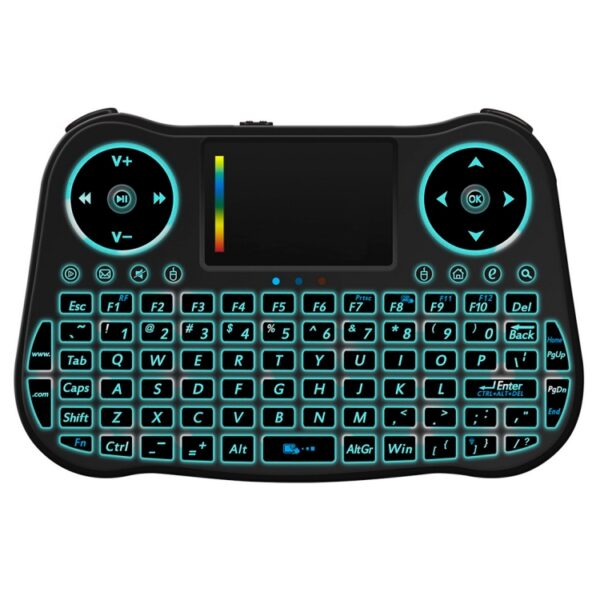 MT08 2,4GHz mini draadloze luchtmuis QWERTY-toetsenbord met kleurrijke achtergrondverlichting en touchpad en multimediabediening voor pc, tv, MT08 - Afbeelding 2