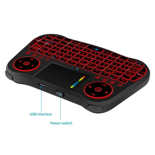 MT08 2,4GHz mini draadloze luchtmuis QWERTY-toetsenbord met kleurrijke achtergrondverlichting en touchpad en multimediabediening voor pc, tv, MT08 - Afbeelding 5