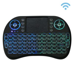 2,4GHz Mini i8 draadloos QWERTY-toetsenbord met kleurrijke achtergrondverlichting en touchpad en multimediabediening voor pc, Android TV BOX, X-BOX-speler, smartphones, Change Colorful Backlight