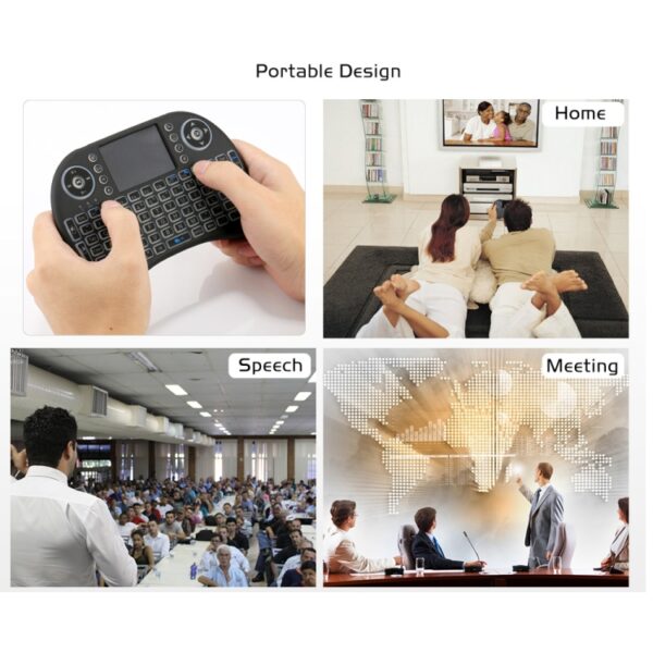 2,4GHz Mini i8 draadloos QWERTY-toetsenbord met kleurrijke achtergrondverlichting en touchpad en multimediabediening voor pc, Android TV BOX, X-BOX-speler, smartphones, Change Colorful Backlight - Afbeelding 12