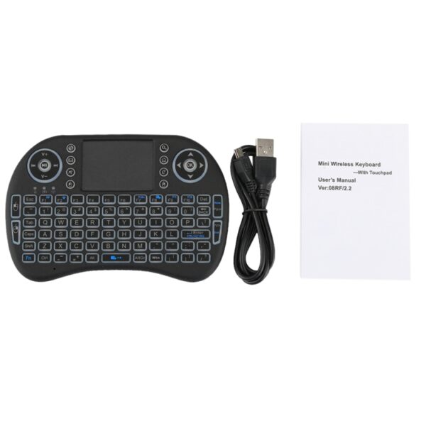 2,4GHz Mini i8 draadloos QWERTY-toetsenbord met kleurrijke achtergrondverlichting en touchpad en multimediabediening voor pc, Android TV BOX, X-BOX-speler, smartphones, Change Colorful Backlight - Afbeelding 7
