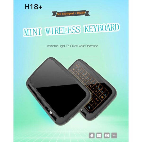H18 + 2,4 GHz Mini draadloos toetsenbord Volledig touchpad met instelbare achtergrondverlichting in 3 niveaus (zwart) - Afbeelding 4