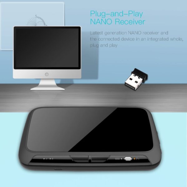 H18 + 2,4 GHz Mini draadloos toetsenbord Volledig touchpad met instelbare achtergrondverlichting in 3 niveaus (zwart) - Afbeelding 9