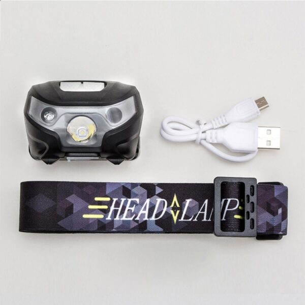 5W 4-standen waterdichte witlicht LED-koplamp, 140LM ​​Mini-USB-oplaadbehuizing voor buitenshuis Bewegingssensor met USB-kabel voor hardlopen / vissen - Afbeelding 5