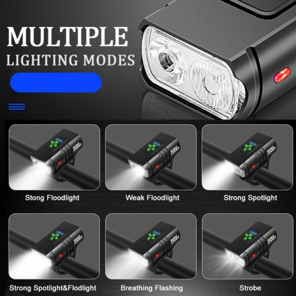 BK02 1000LM micro-USB oplaadbaar fietslicht, Micro USB - Afbeelding 5