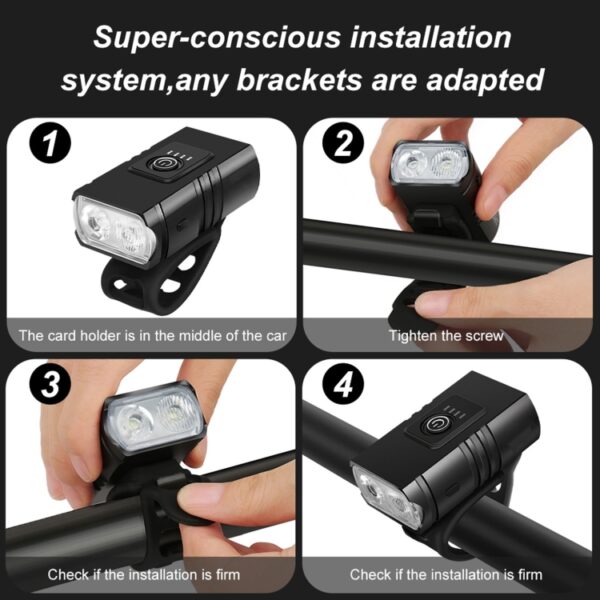 BK02 1000LM micro-USB oplaadbaar fietslicht, Micro USB - Afbeelding 7