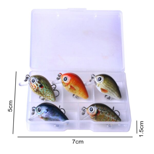 HENGJIA 5 STKS 2,7 cm / 1,5 g Luya Rock Fishing Lures Bait Bionic Kit met plastic doos - Afbeelding 5