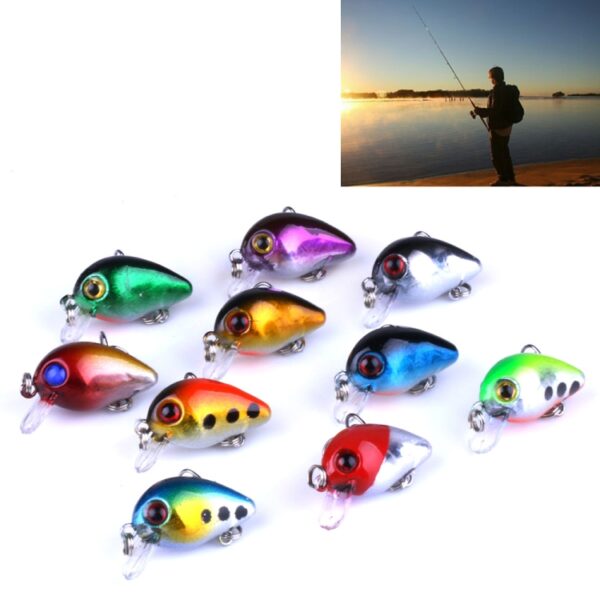 HENGJIA 10 STKS 3cm / 1.5g Luya Rock Fishing Lures Aas Bionic Kit met Plastic Box