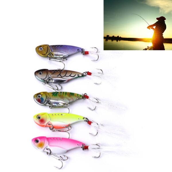 HENGJIA 5 STKS 5,5 cm / 11 g Luya Metalen VIB Visaas Aas Bionische Kit met Plastic Doos