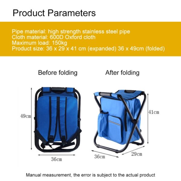 Outdoor draagbare opvouwbare campingstoel Lichte visstrandstoel RVS pijp klapstoel met ijszak, Stainless Steel Folding Chair(Black), Stainless Steel Folding Chair(Green), Stainless Steel Folding Chair(Blue), Stainless Steel Folding Chair(Camouflage) - Afbeelding 5