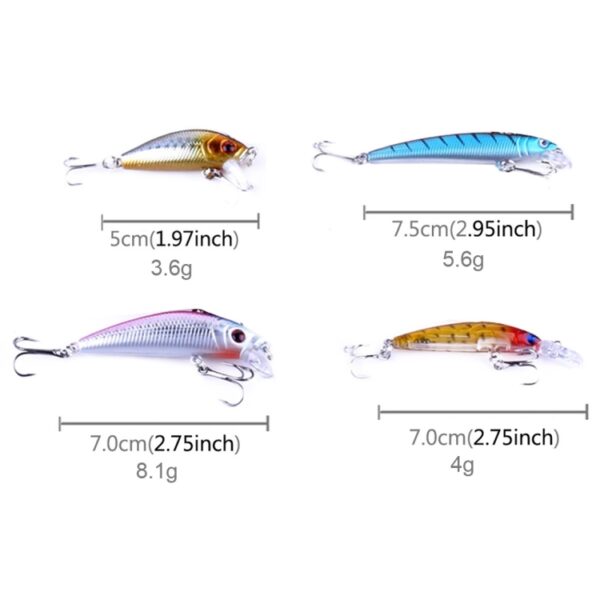 HENGJIA 26 PCS Minnow Fishing Lure Set 4 modellen Fishing Tackle Plastic hard aas - Afbeelding 3