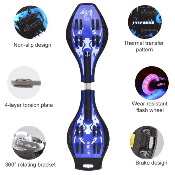 Mode Vulcan-patroon Tweewielig skateboard Lichtgevend flitswiel Vitality Board, Vulcan Pattern - Afbeelding 4