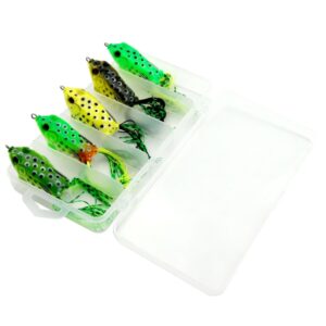 HENGJIA 5 PCS Soft Baits Water-hit Fishing Lures Ray Frog Baits met plastic doos