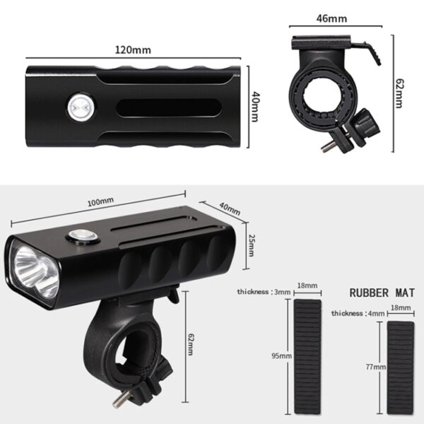 BX2 USB Opladen Fietslicht Voorstuur Led-licht (3 uur, T6 + edelsteenlamp) - Afbeelding 3