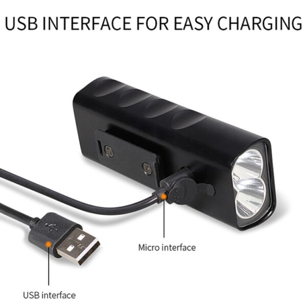 BX2 USB Opladen Fietslicht Voorstuur Led-licht (3 uur, T6 + edelsteenlamp) - Afbeelding 6