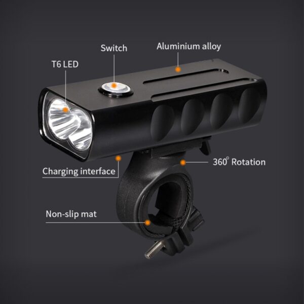 BX2 USB Opladen Fietslicht Voorstuur Led-licht (3 uur, T6 + edelsteenlamp) - Afbeelding 9