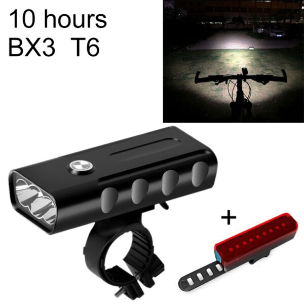 BX3 USB Opladen Fietslicht Voorstuur Led-licht (10 uur, T6 + A02-lamp)