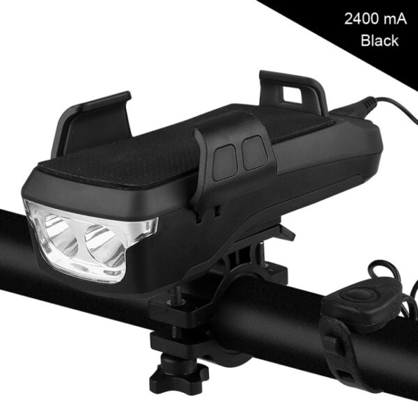 USB-oplaadfietslicht Voorstuur Led-licht, met houder en elektrische claxon, 2400mAh-batterij - Afbeelding 2