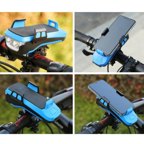 Multifunctionele 4-in-1 telefoonhouder Fietsbel Power Bank Fietslamp Zaklamp, 4 in 1 Phone Holder - Afbeelding 12