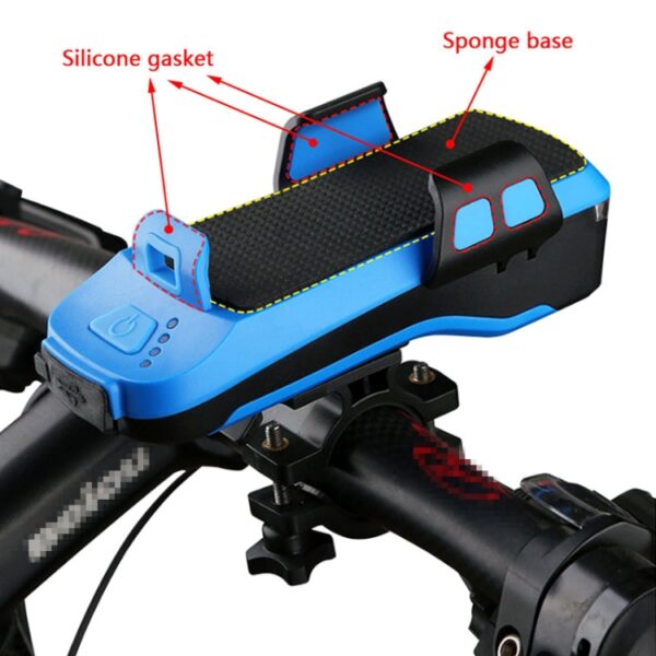 Multifunctionele 4-in-1 telefoonhouder Fietsbel Power Bank Fietslamp Zaklamp, 4 in 1 Phone Holder - Afbeelding 5