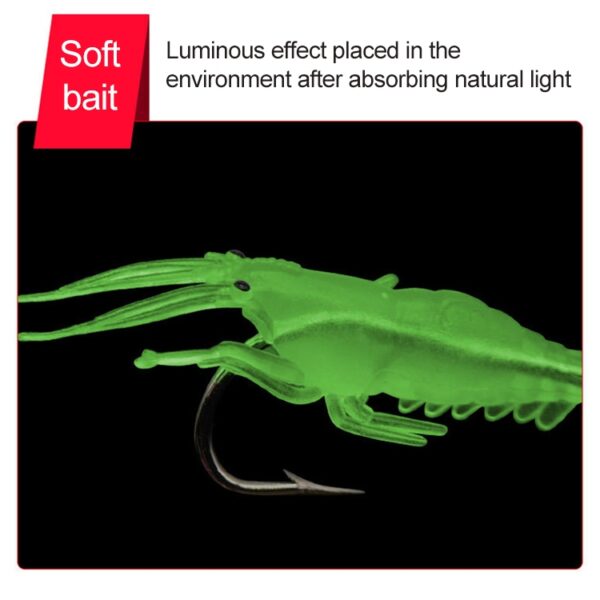 10 stuks 4 cm vissen zacht kunstmatig garnalen aas kunstaas popper poper aas met haak, Artificial Shrimp with Hook, Luminous Shrimp with Hook, Pink Shrimp with Hook, Green Shrimp with Hook, Transparent Shrimp with Hook - Afbeelding 5