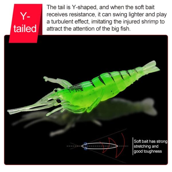 10 STUKS 4 cm Vissen Zacht Aas Kunstaas Popper Poper Baits, Artificial Shrimp, Luminous Shrimp, Pink Shrimp, Green Shrimp, Transparent Shrimp - Afbeelding 3