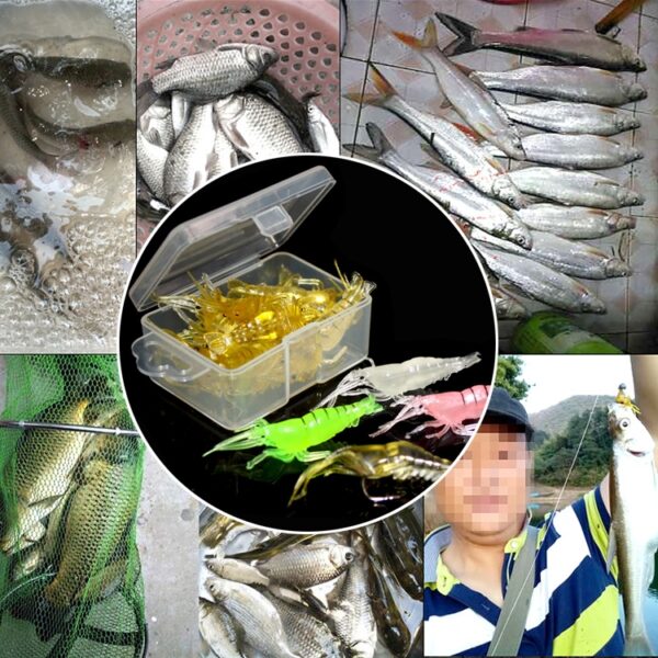 10 STUKS 4 cm Vissen Zacht Aas Kunstaas Popper Poper Baits, Artificial Shrimp, Luminous Shrimp, Pink Shrimp, Green Shrimp, Transparent Shrimp - Afbeelding 8
