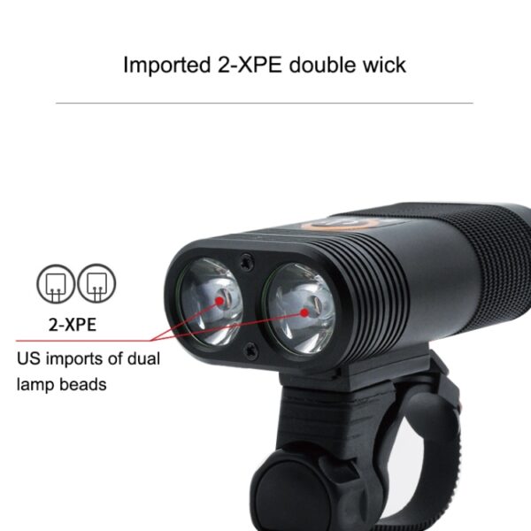 Y12 Fiets LED-koplamp Voorlamp 2 x XPE-LED's 350LM USB-oplaadfietskoplamp met 5 standen - Afbeelding 7