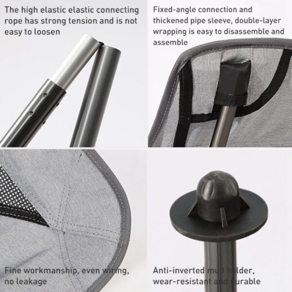 Outdoor Camping Strand Draagbare Ultralichte Aluminium Klapstoel, Folding Chair (Beige), Folding Chair (Grey), Folding Chair (Black) - Afbeelding 4