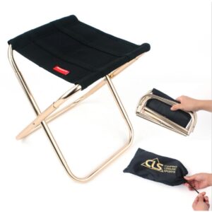 CLS Outdoor draagbare aluminium visbarbecue opvouwbare kruk, afmeting: 24,8 * 22,5 * 27 cm, CLS Folding Stool(Black)