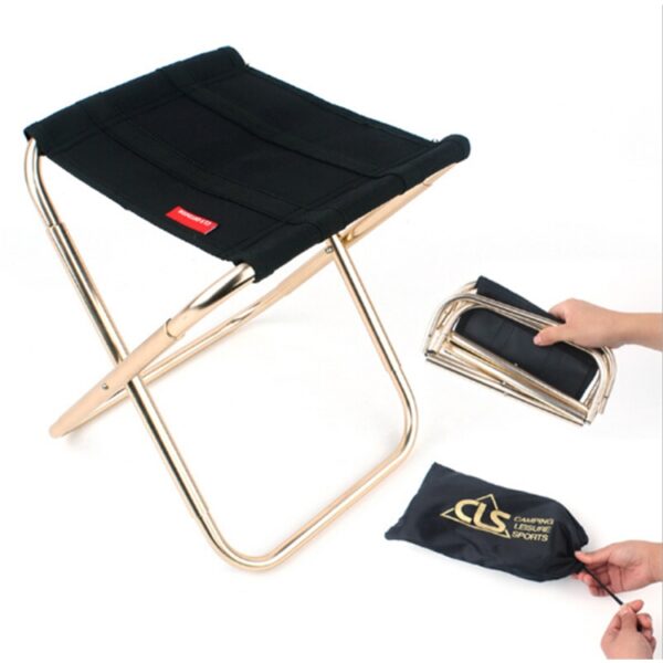 CLS Outdoor draagbare aluminium visbarbecue opvouwbare kruk, afmeting: 24,8 * 22,5 * 27 cm, CLS Folding Stool(Black)