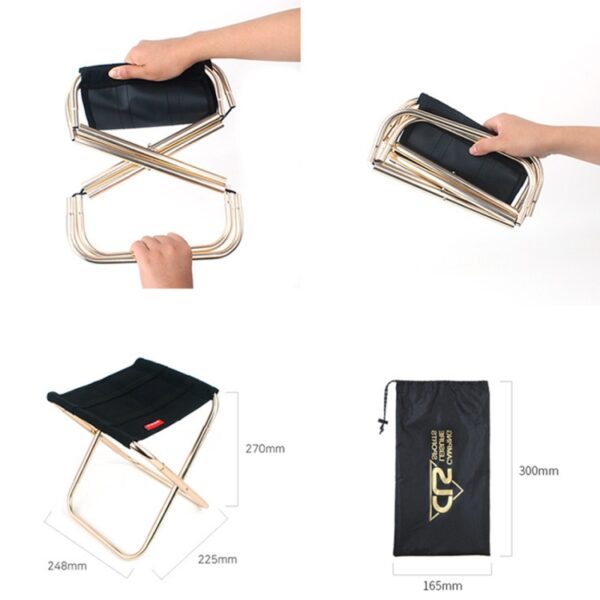 CLS Outdoor draagbare aluminium visbarbecue opvouwbare kruk, afmeting: 24,8 * 22,5 * 27 cm, CLS Folding Stool(Black) - Afbeelding 5