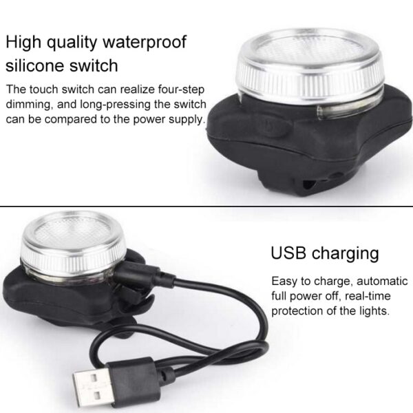 2 STKS HJ-03050LM COB Lamp Kraal USB Opladen Vier-speed Dimmen Waterdichte Fiets Koplamp + Achterlicht Set - Afbeelding 3