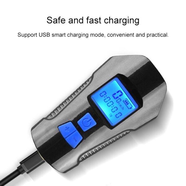 350LM USB-oplaadbare waterdichte opklikbare fietskoplamp met luidspreker- en stopwatchfunctie, Black, Blue, Red - Afbeelding 3