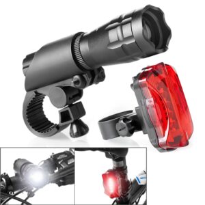 5W Mountainbike Koplamp Zoom Glare Waterdichte Zaklamp Set Autokoplamp + Achterlicht (Set Een)