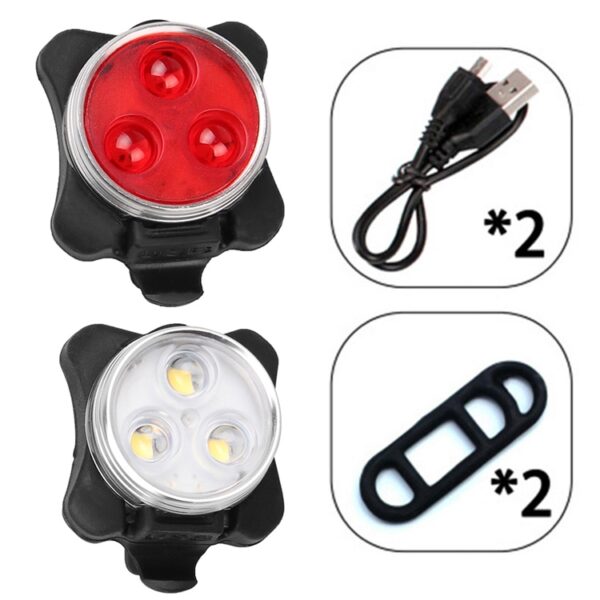 COB Lamp Bead 160LM USB Opladen Vierversnellingen Waterdichte Fiets Koplamp / Achterlicht Set, Rood + Wit Licht 650MA - Afbeelding 5