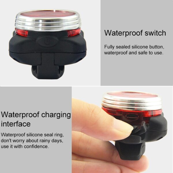 COB Lamp Bead 160LM USB Opladen Vierversnellingen Waterdichte Fiets Koplamp / Achterlicht Set, Rood + Wit Licht 650MA - Afbeelding 6