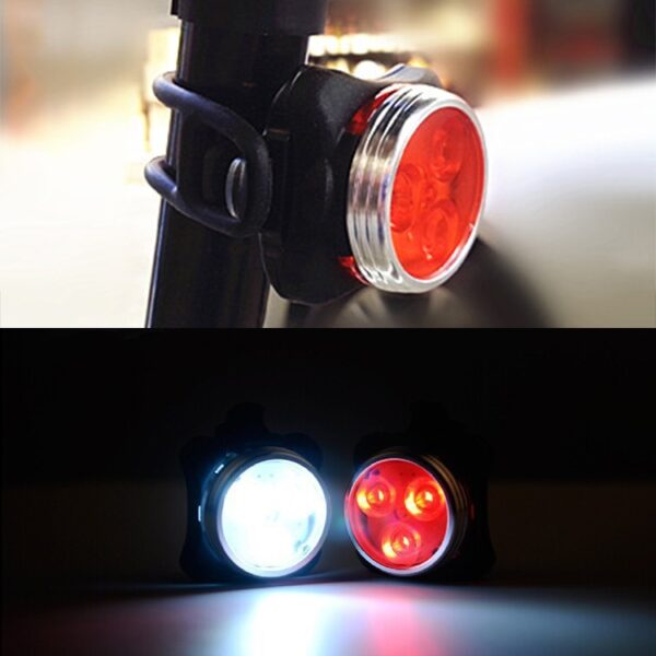 COB Lamp Bead 160LM USB Opladen Vierversnellingen Waterdichte Fiets Koplamp / Achterlicht Set, Rood + Wit Licht 650MA - Afbeelding 9