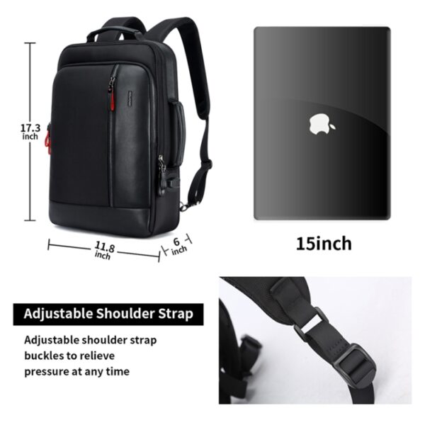 Bopai 751-006641 Zakelijke mode ademende laptoprugzak met grote capaciteit en externe USB-interface, afmetingen: 30 x 15 x 44 cm, 751-006641 - Afbeelding 10