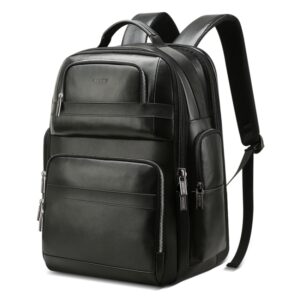 Bopai 851-019811 Anti-diefstal waterdichte leren rugzak met grote capaciteit, laptop-tablettas voor 15,6 inch en kleiner, met USB-oplaadpoort, 851-019811