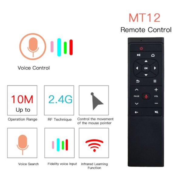 MT12 2.4G Air Mouse-afstandsbediening met Fidelity-spraakinvoer en IR-leren voor pc en Android TV-box en laptop en projector - Afbeelding 7